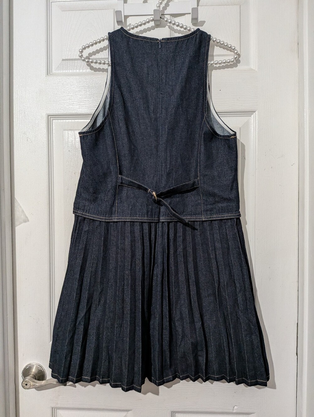 Commense Denim Sleeveless Pleated Mini Dress - Picture 13 of 16